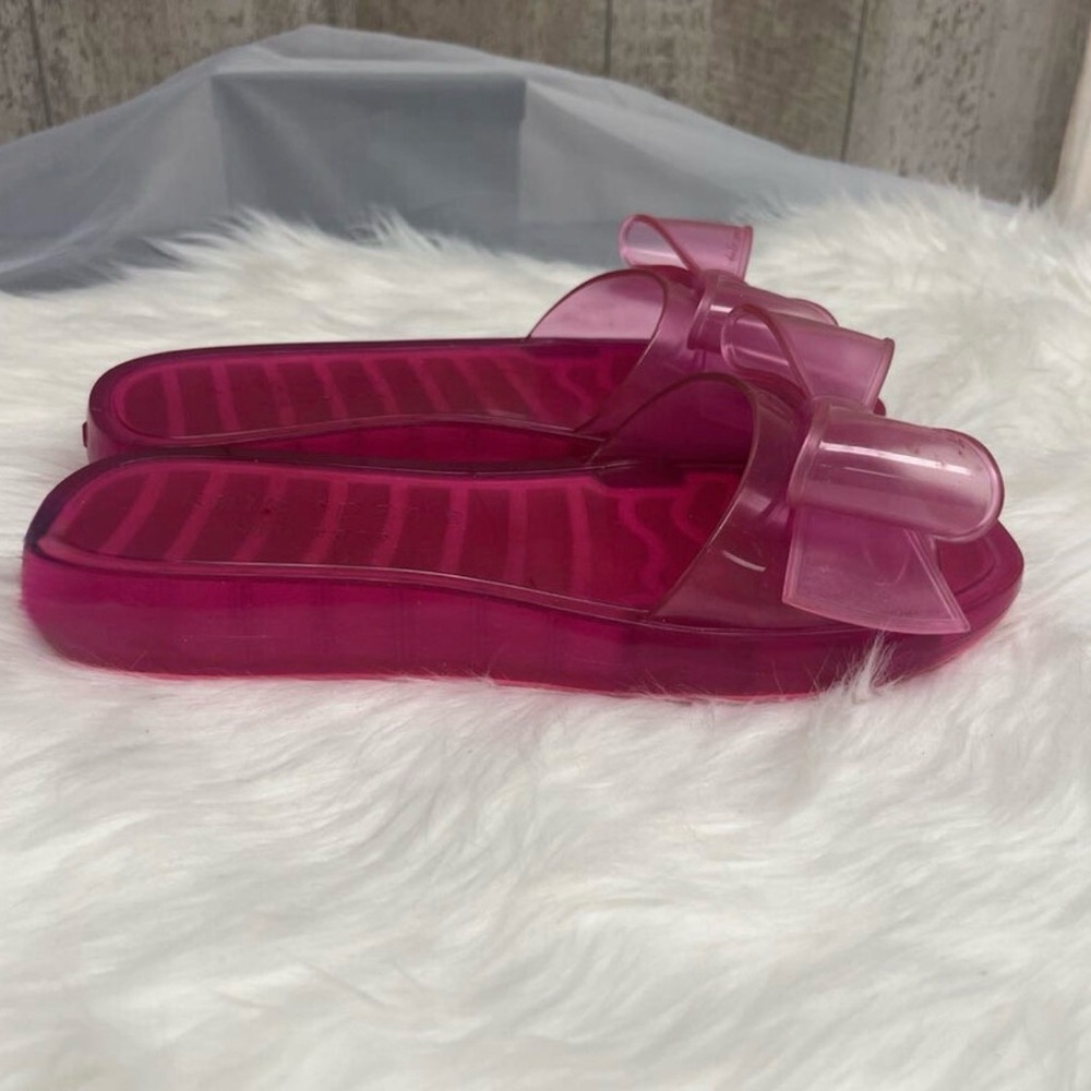 kate spade Pink Jelly Slide Sandals with Bow Accent - Picture 2 of 4